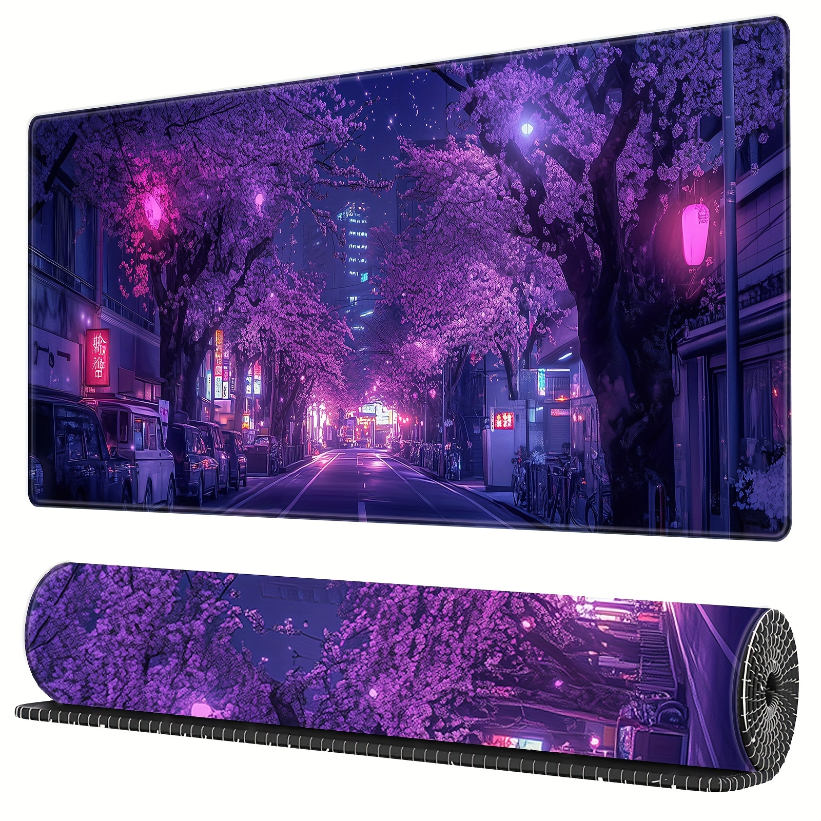Gaming Accessories Officeworks - Mouse Pad Japanese Street Purple Sakura