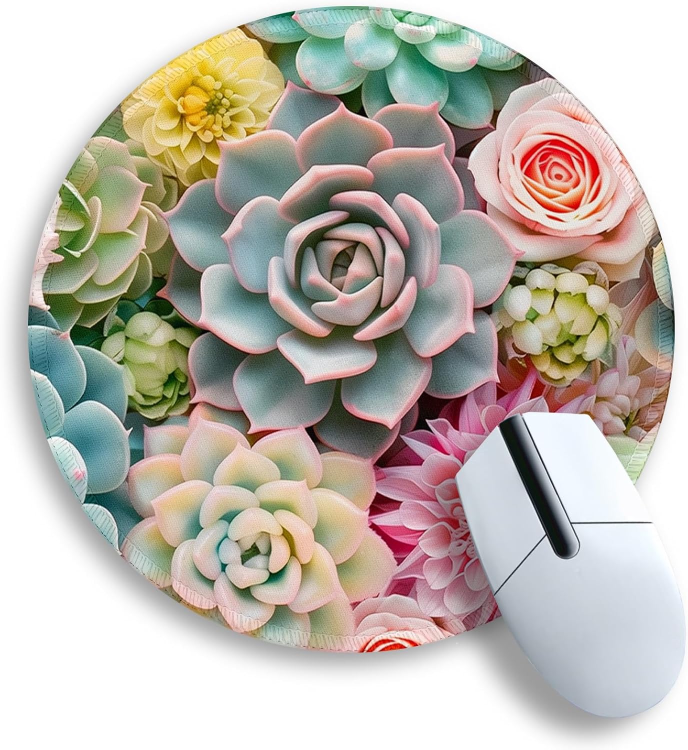 Gaming Accessories Officeworks - Cute Succulent Mouse Pad, Small Round