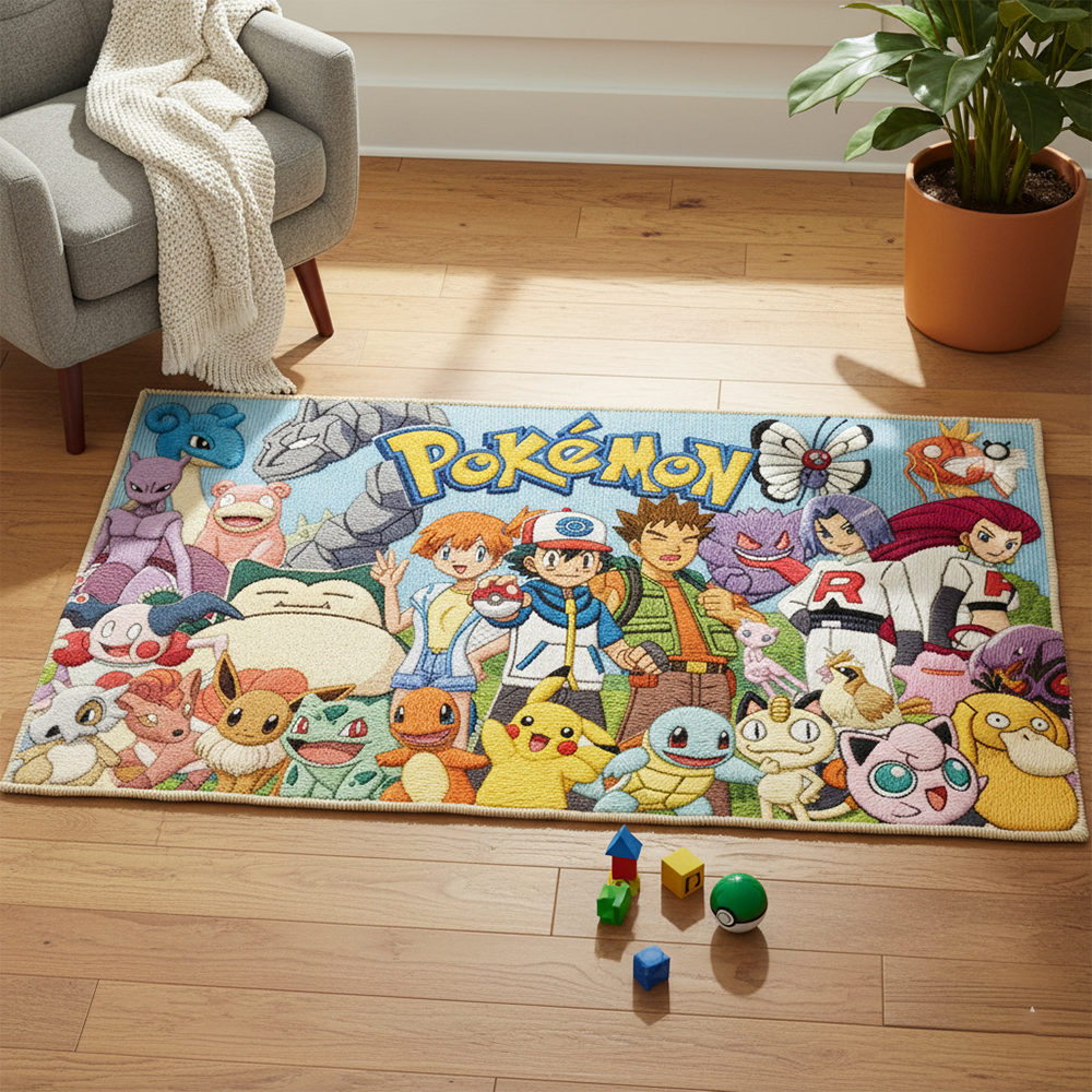 Gaming Accessories For Kids - Pokemon Anime Rug: Gotta Catch 'Em